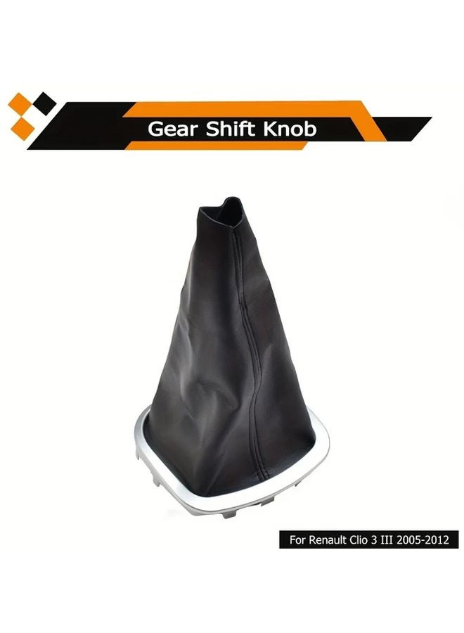 Renault Clio III 2005 2009 Gear Cover Black PU Leather Handbrake Shift Knob - Image 4